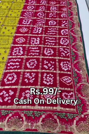 Designer Pure Gaji Silk Banarasi Bandhani Ghatchola Gotapatti Work Dupatta