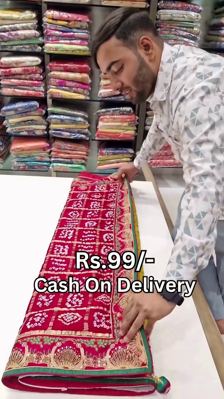 Designer Pure Gaji Silk Banarasi Bandhani Ghatchola Gotapatti Work Dupatta - Image 3