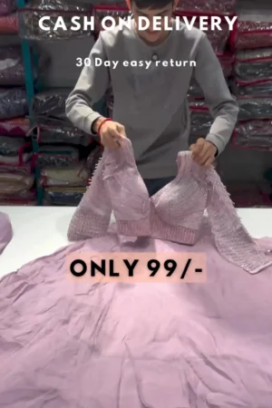 Peach Embroidered Net Semi Stitched Lehenga