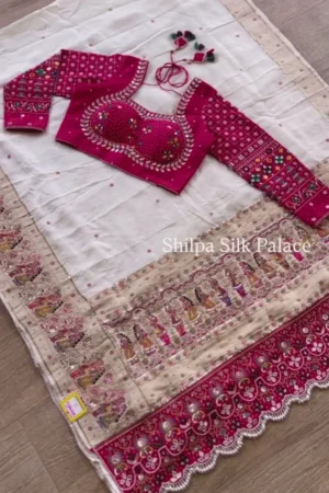 Soft Kashmiri Pashmina Silk Weaving Saree With Work Blouse
