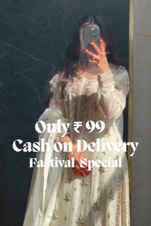 Chinon Silk Kurti-plazzo Set With Zari & Sequin Embroidery