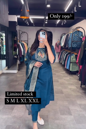 Teal Blue Color Festive Wear Suit Set