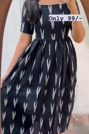 Black Color Cotton Summer Dress For Women