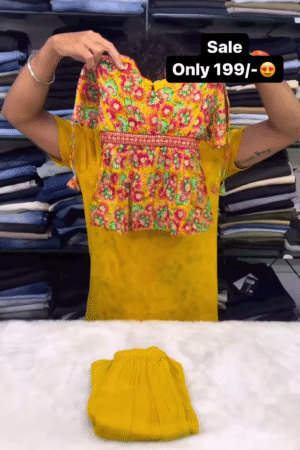 Kids Wear Yellow Color Sharara Suit