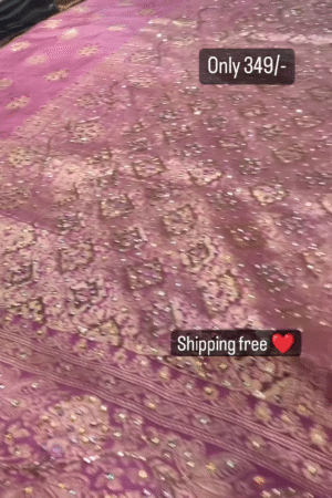 Pink Color Heavy Work Silk Saree For Wedding Wear