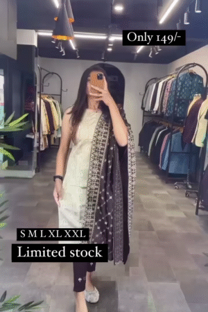 Festive Wear Offwhite Brown Suit Set