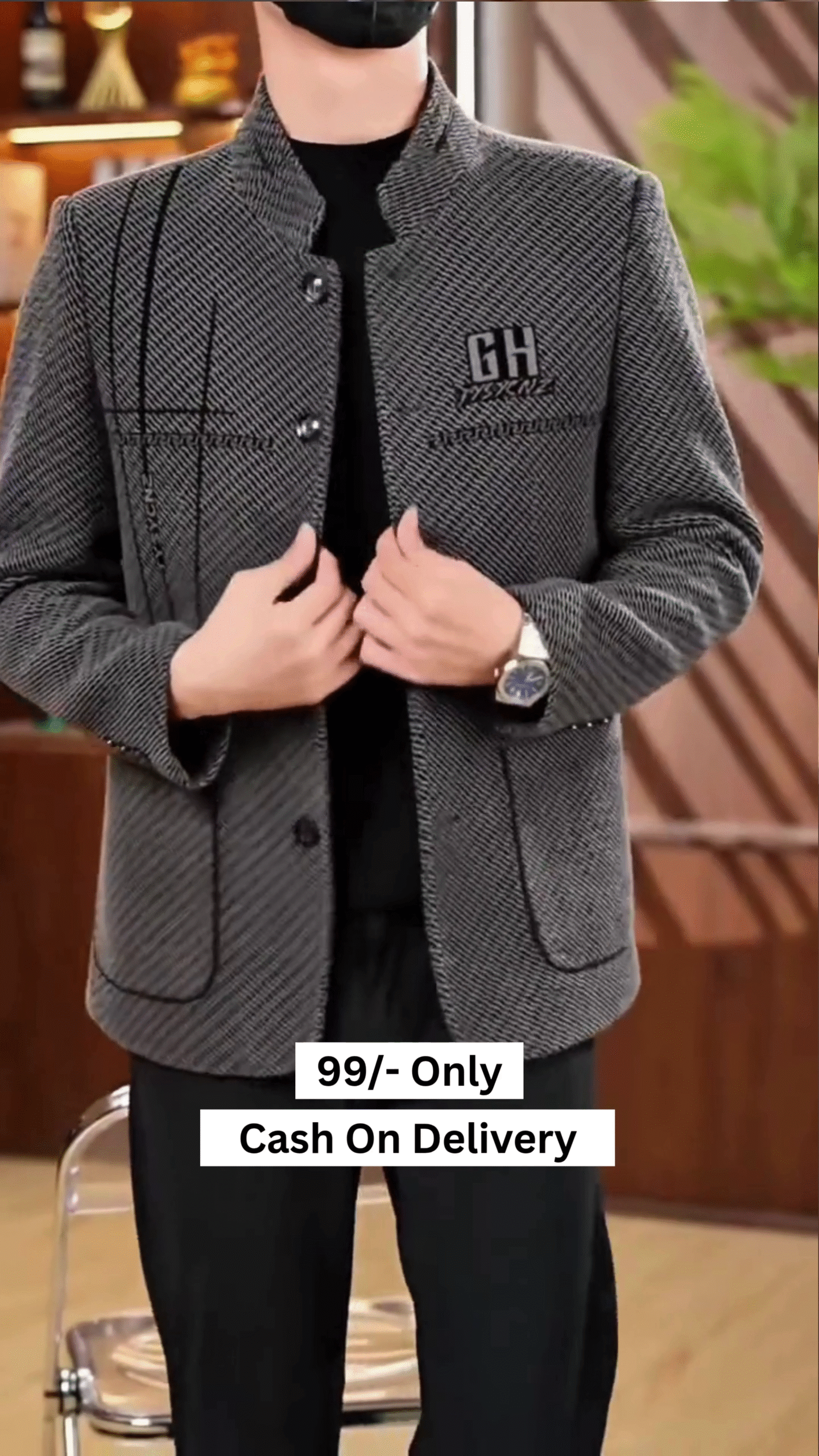 Men's Puffer Jacket Thickened Winter Coat Warm Stand Collar Color Block Zip Up Jacket Ski Bubble Coat