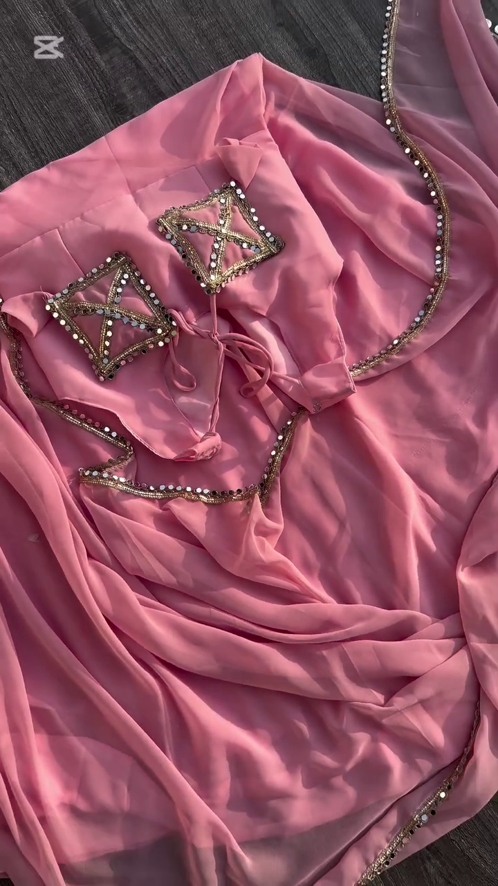 Trendy Women's Georgette Embroidered Anarkali Sleeveless Morni Gown and Dupatta with Elegant Design - Image 4