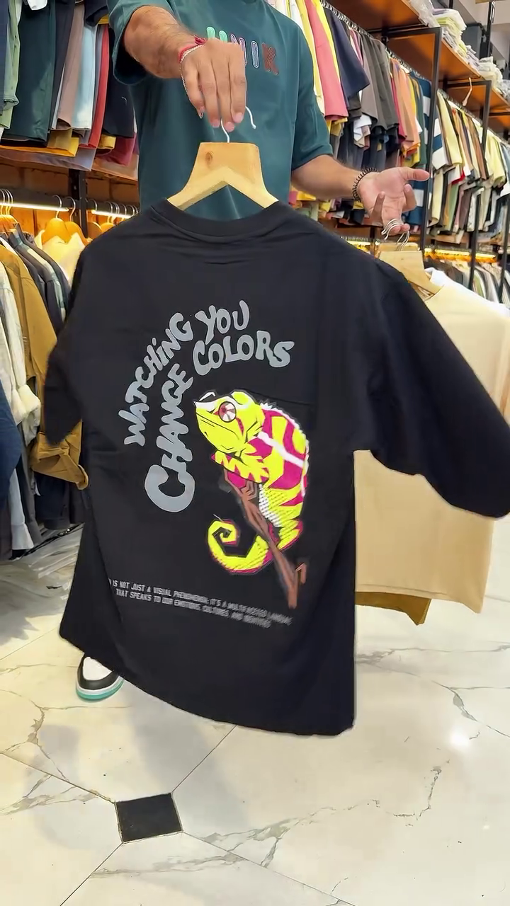 Khaki Placement Print Oversized Loose Fit T-Shirt - Image 13