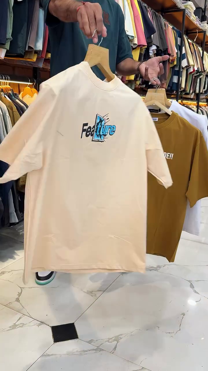 Khaki Placement Print Oversized Loose Fit T-Shirt - Image 12