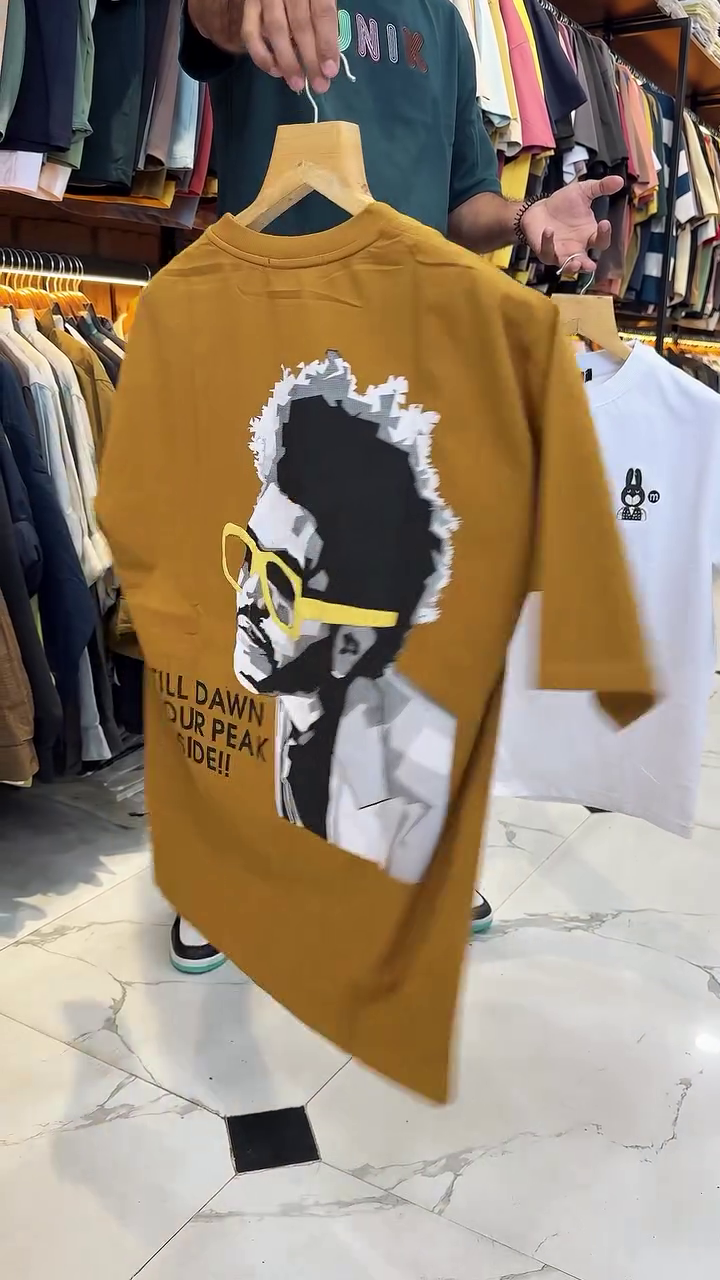 Khaki Placement Print Oversized Loose Fit T-Shirt - Image 11