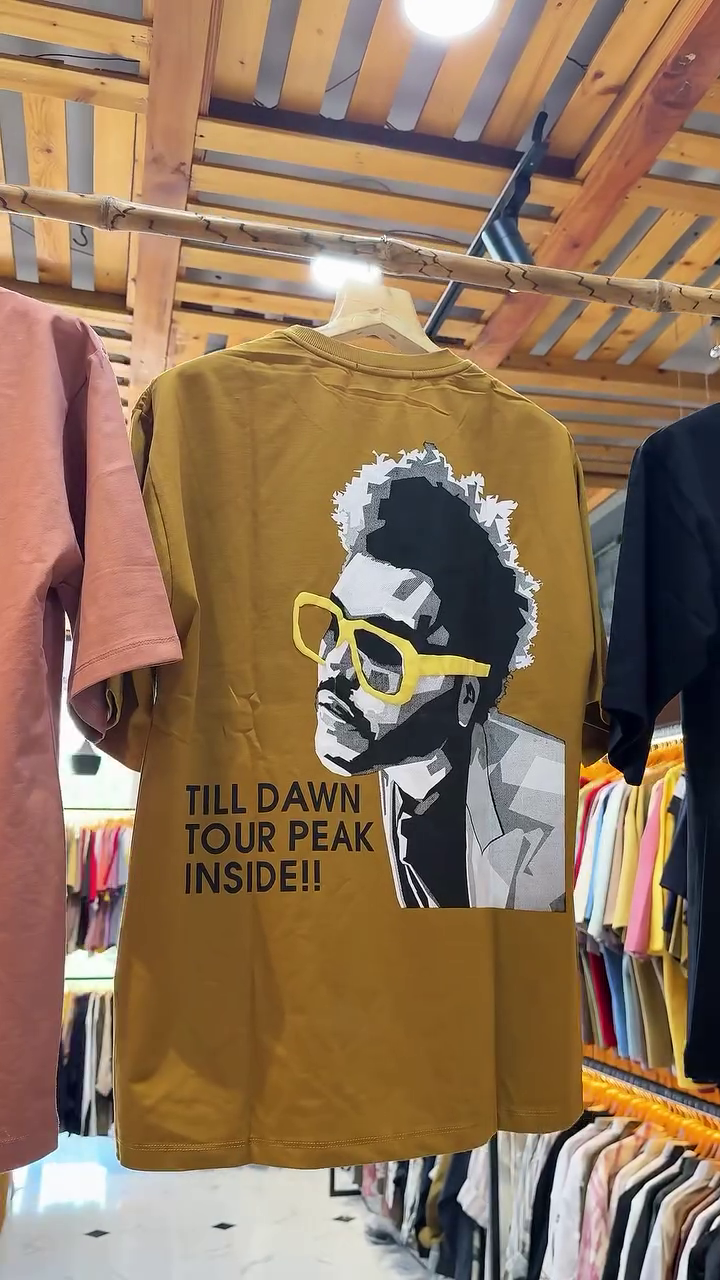 Khaki Placement Print Oversized Loose Fit T-Shirt - Image 5