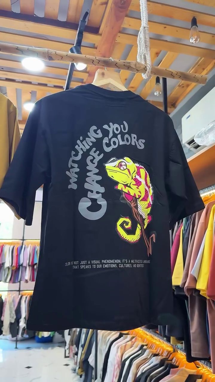 Khaki Placement Print Oversized Loose Fit T-Shirt - Image 4