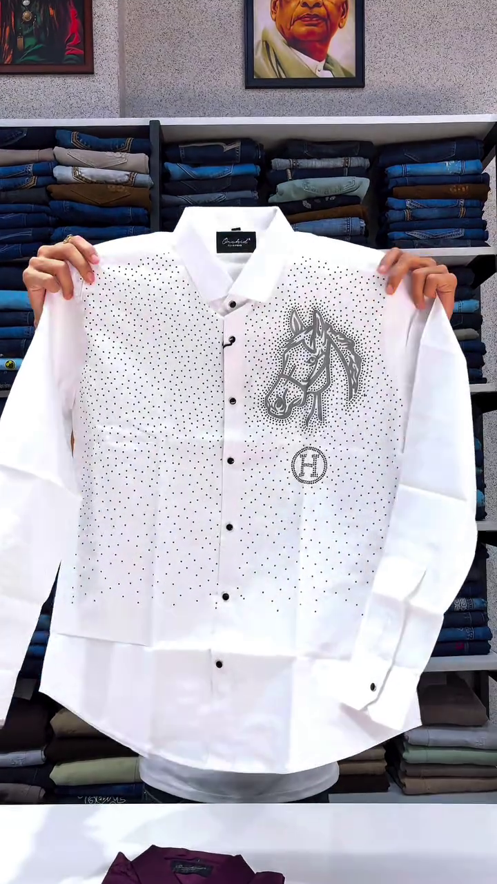 Men's Slim Fit Cotton Casual Shirt with Horse Embroidery - Image 6