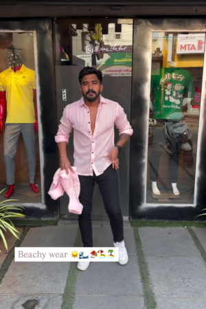 Men Classic Slim Fit Striped Casual Shirt