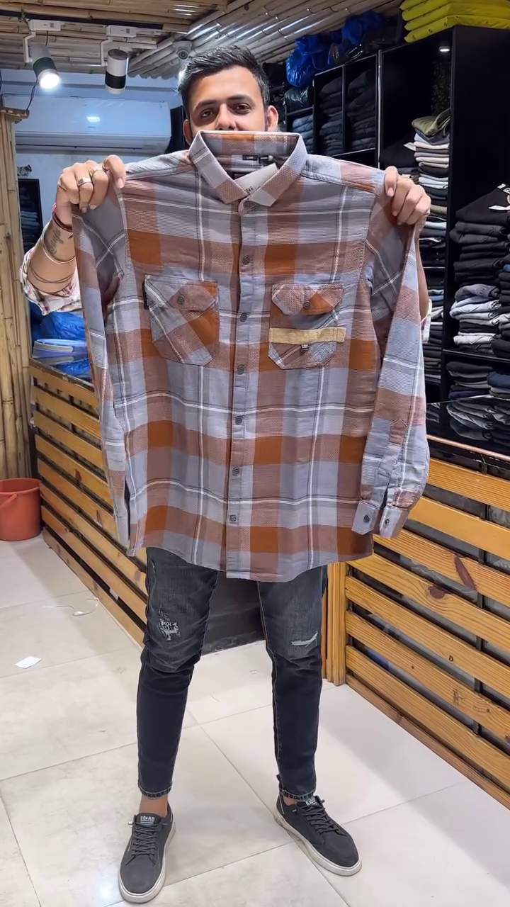 Men Tartan Checked Spread Collar Casual Shirt - Image 2
