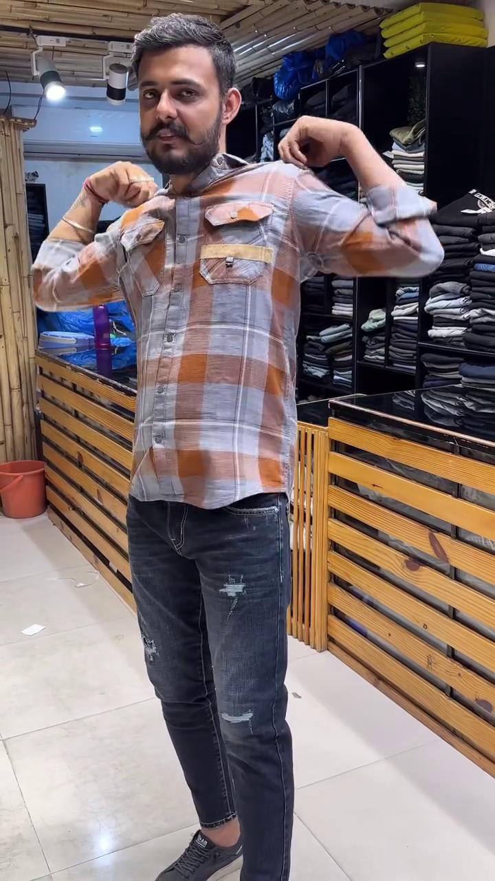 Men Tartan Checked Spread Collar Casual Shirt - Image 10