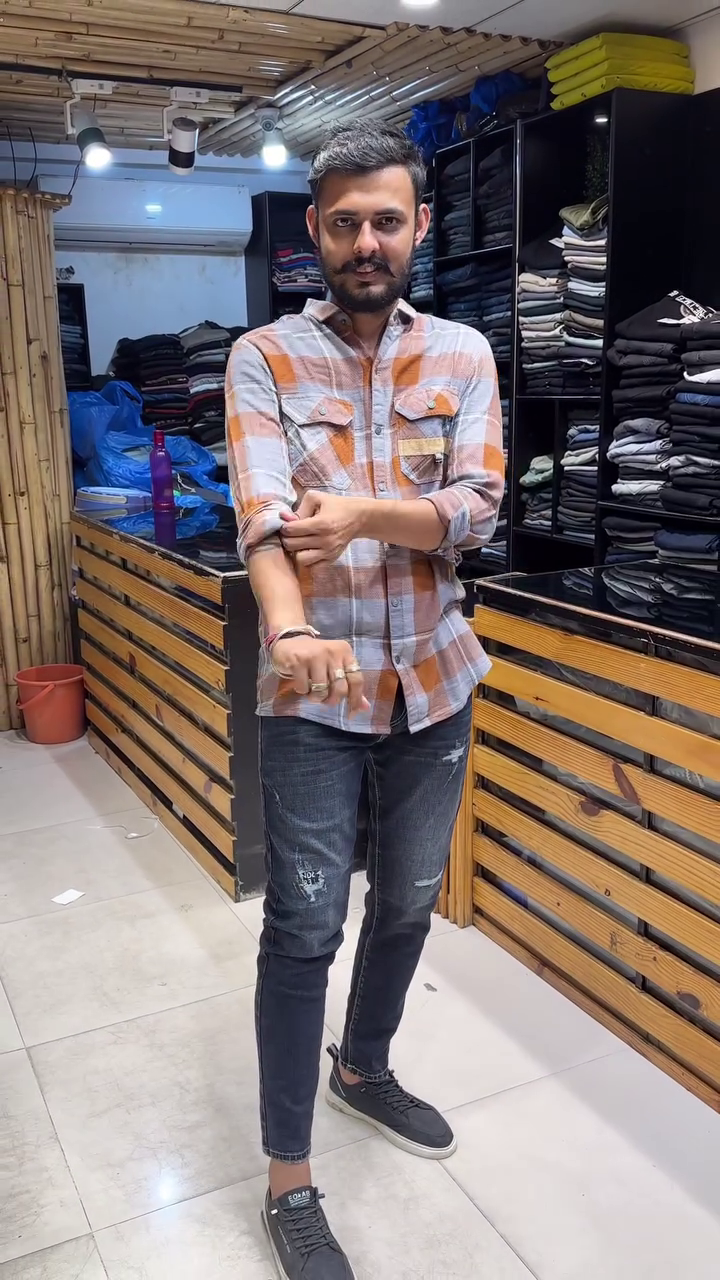 Men Tartan Checked Spread Collar Casual Shirt - Image 8