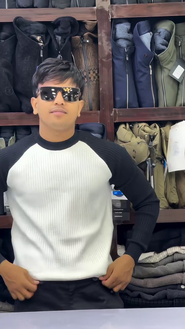Men’s Premium Knitted Contrast Full Sleeve T-Shirt - Image 4