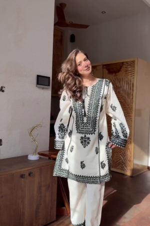Elegant Women’s White & Black Kurta with Palazzo Set