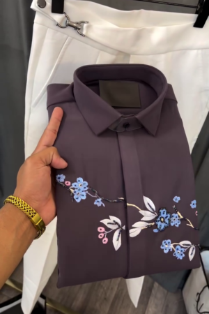 Men’s Brown Shirts with Stone Work
