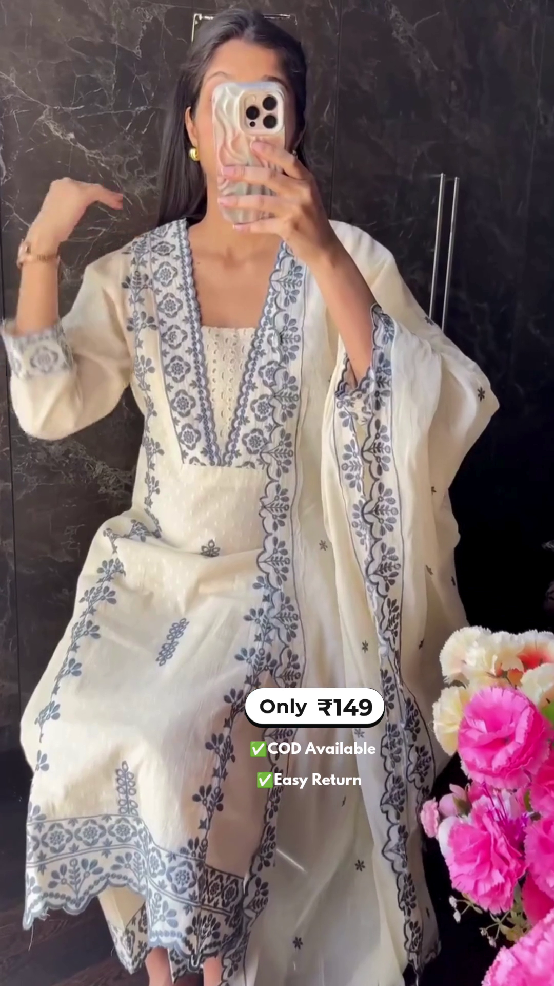 Women's Chikankari Kurti with Embroidery Work - Image 3