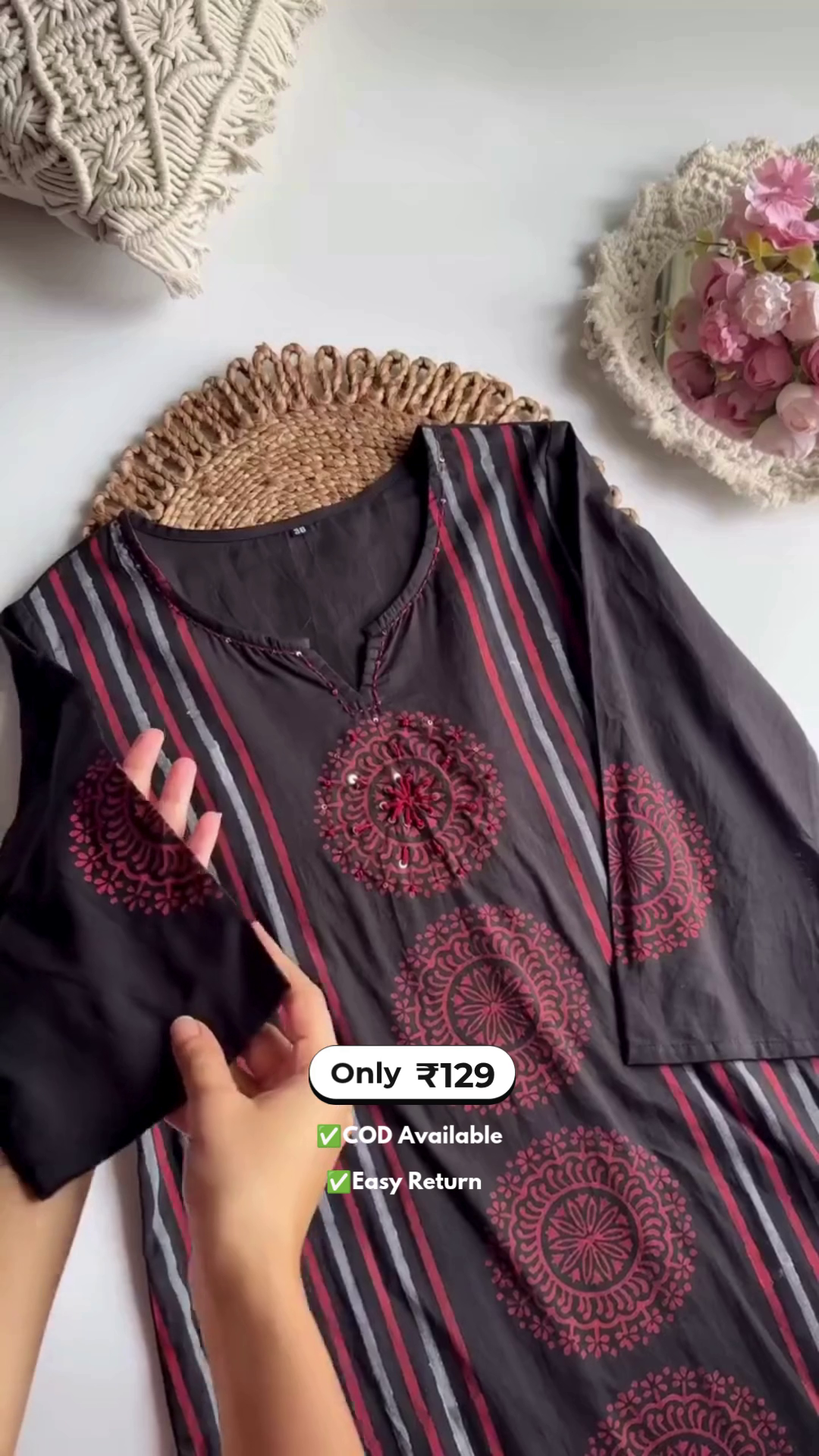 Elegant Women's Cotton Dress with Pant and Dupatta Set - Image 2