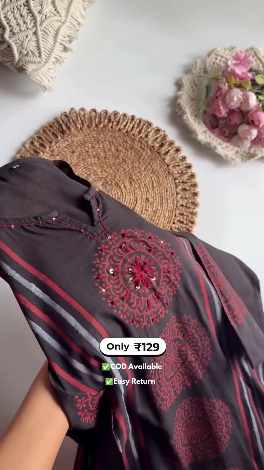Elegant Women's Cotton Dress with Pant and Dupatta Set - Image 7