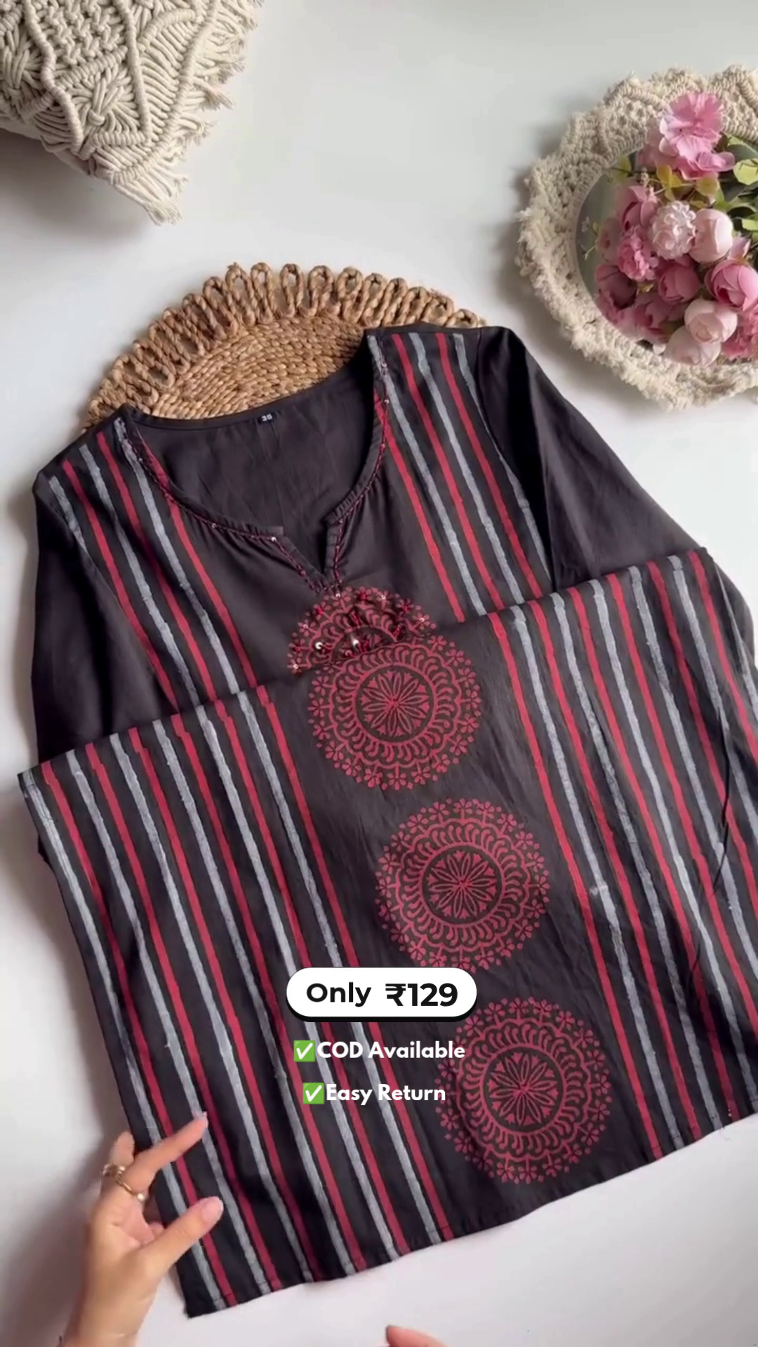 Elegant Women's Cotton Dress with Pant and Dupatta Set - Image 6