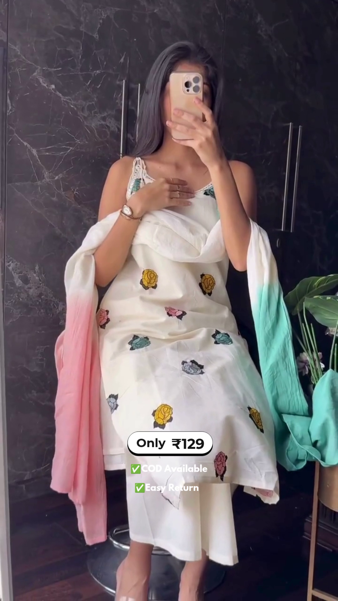 Women’s White Sleeveless Cotton Kurti with Pants - Image 4