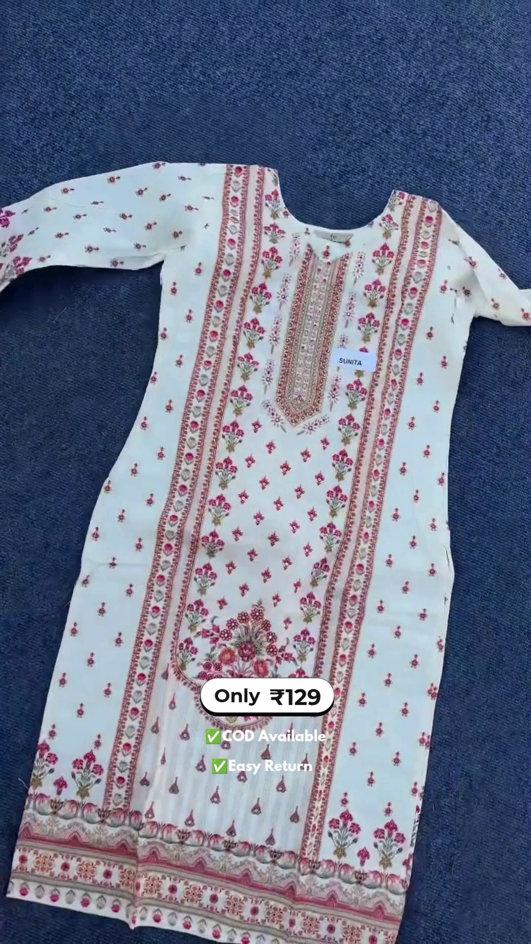 Women’s Long Printed Kurti with Pants: