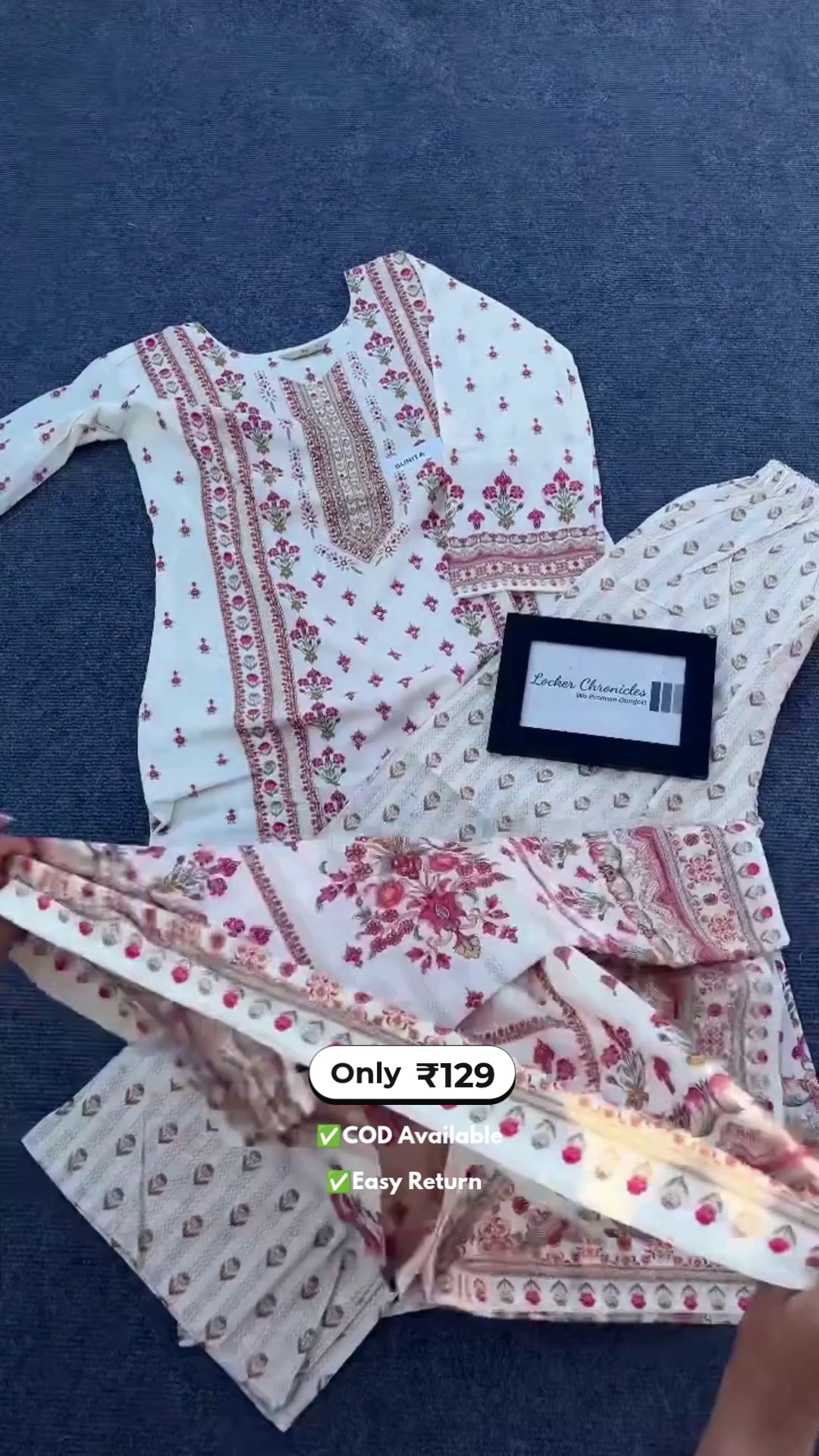 Women’s Long Printed Kurti with Pants: - Image 2