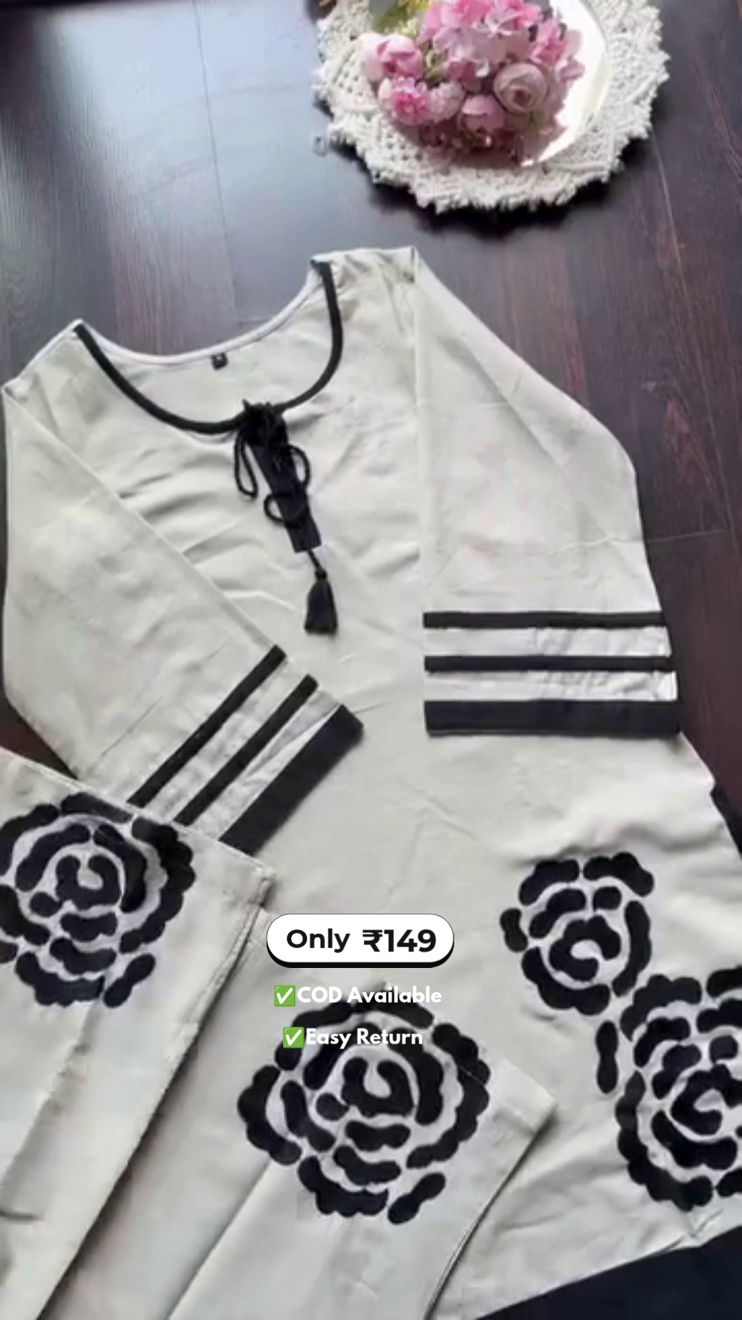 Women’s Rose Printed Kurta Set - Image 5