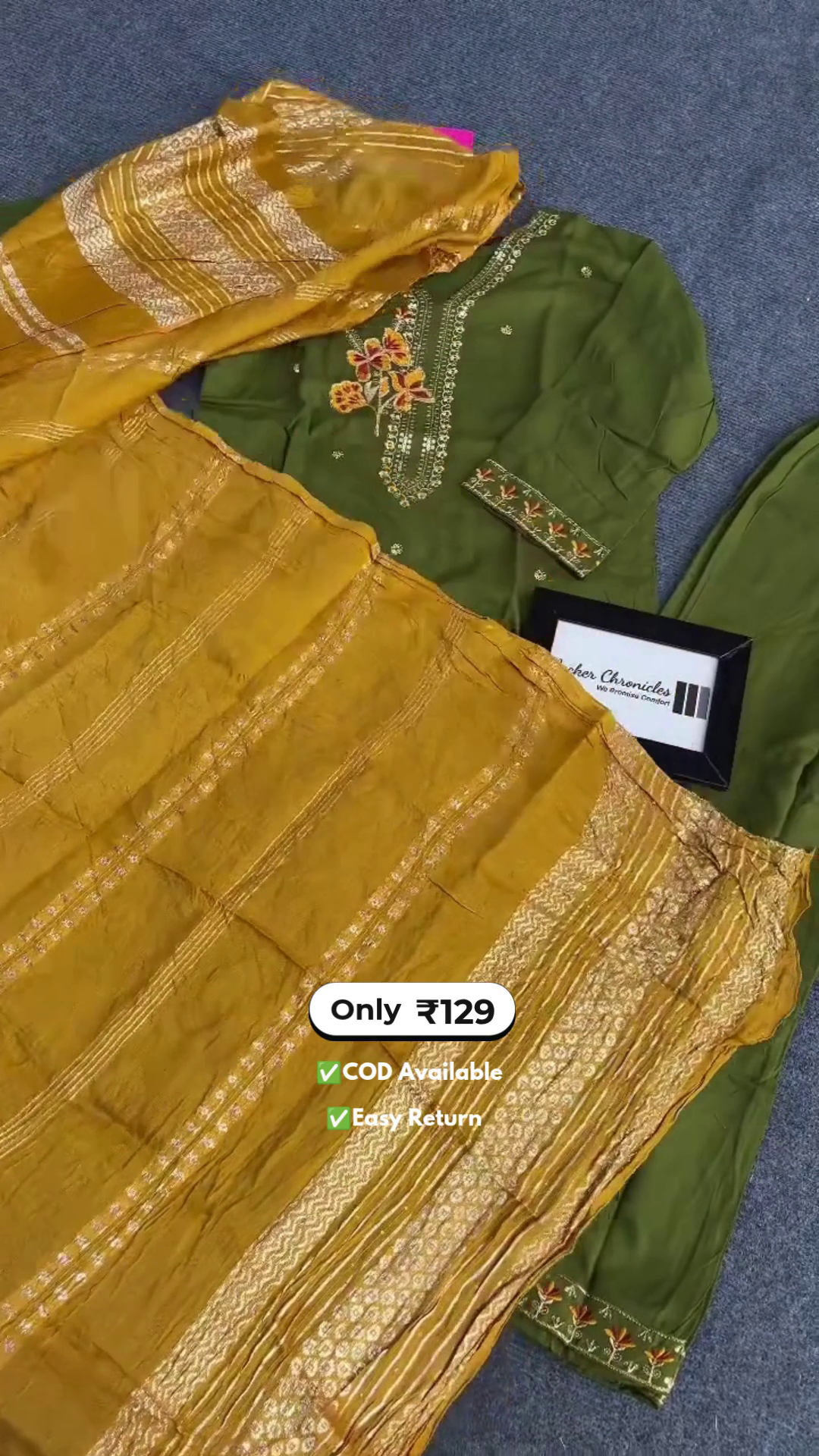 Title: Elegant Women’s Green Kurta Sets with Embroidery Work & Contrast Dupatta - Image 2