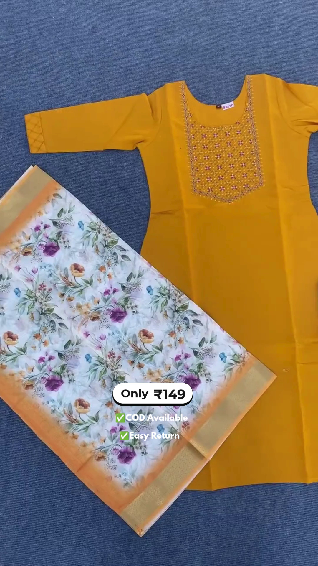 Women's Haldi Yellow Dress Suit with Contrast Dupatta - Image 2