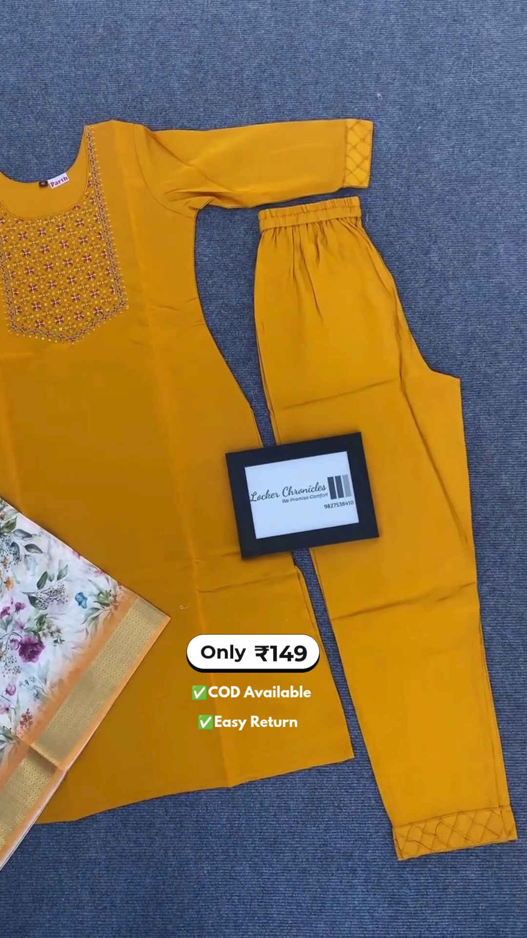 Women's Haldi Yellow Dress Suit with Contrast Dupatta - Image 5