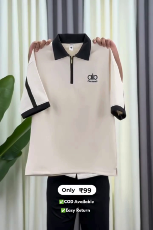 Men's Half Zip Half Sleeve T-Shirt