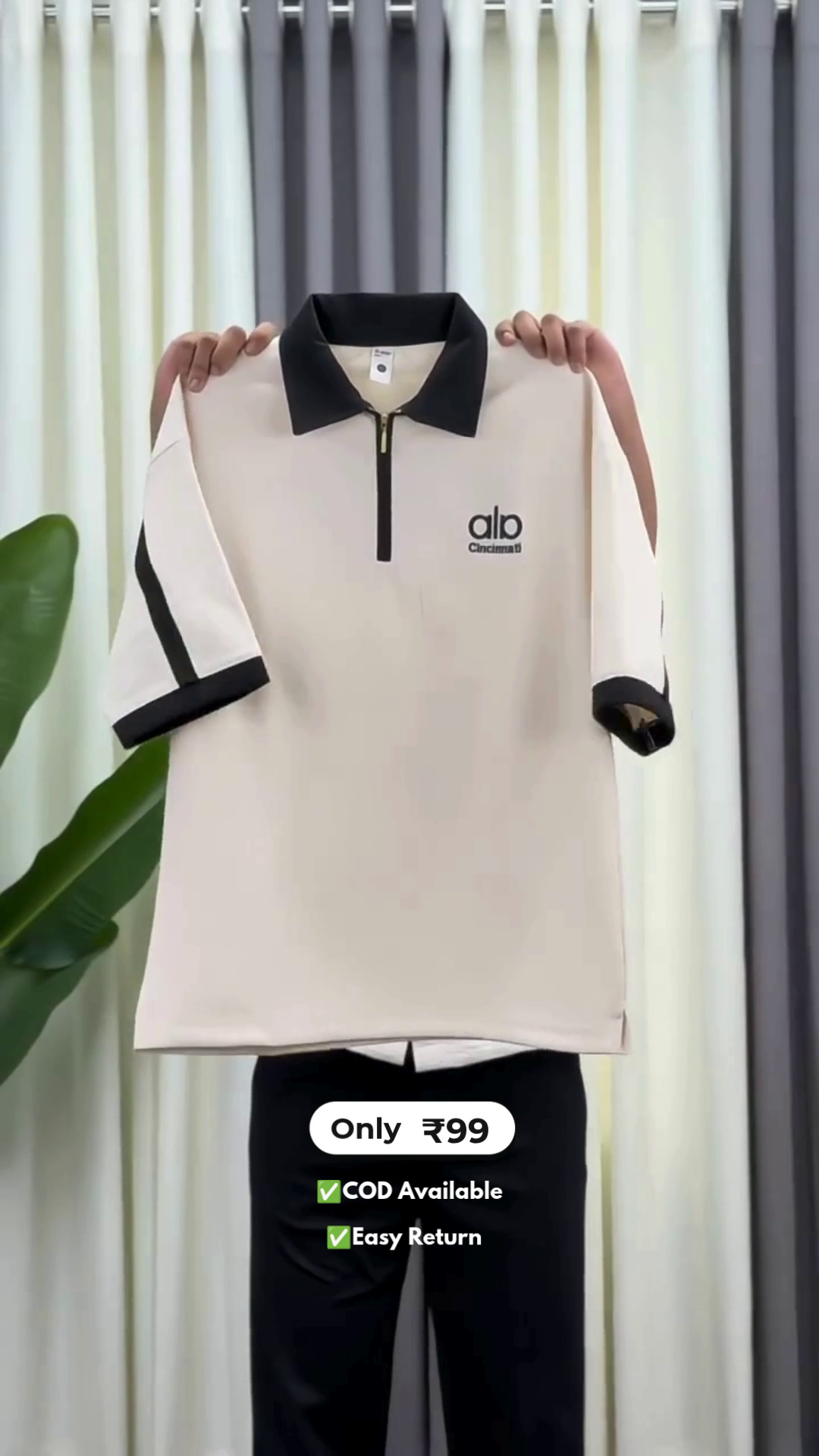 Men's Half Zip Half Sleeve T-Shirt