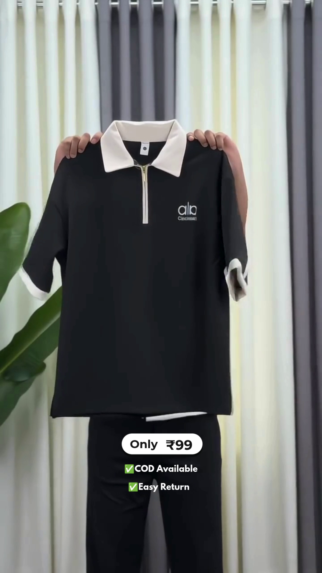 Men's Half Zip Half Sleeve T-Shirt - Image 2