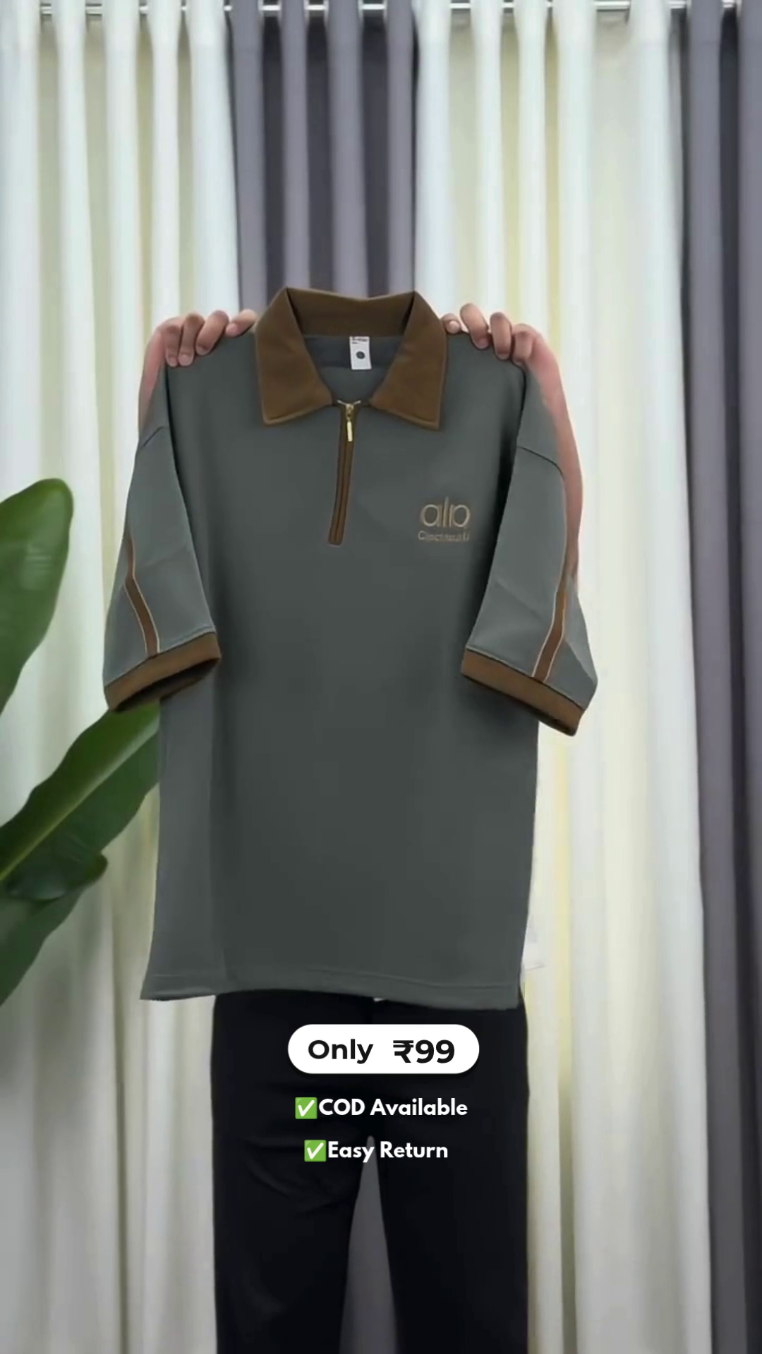 Men's Half Zip Half Sleeve T-Shirt - Image 4