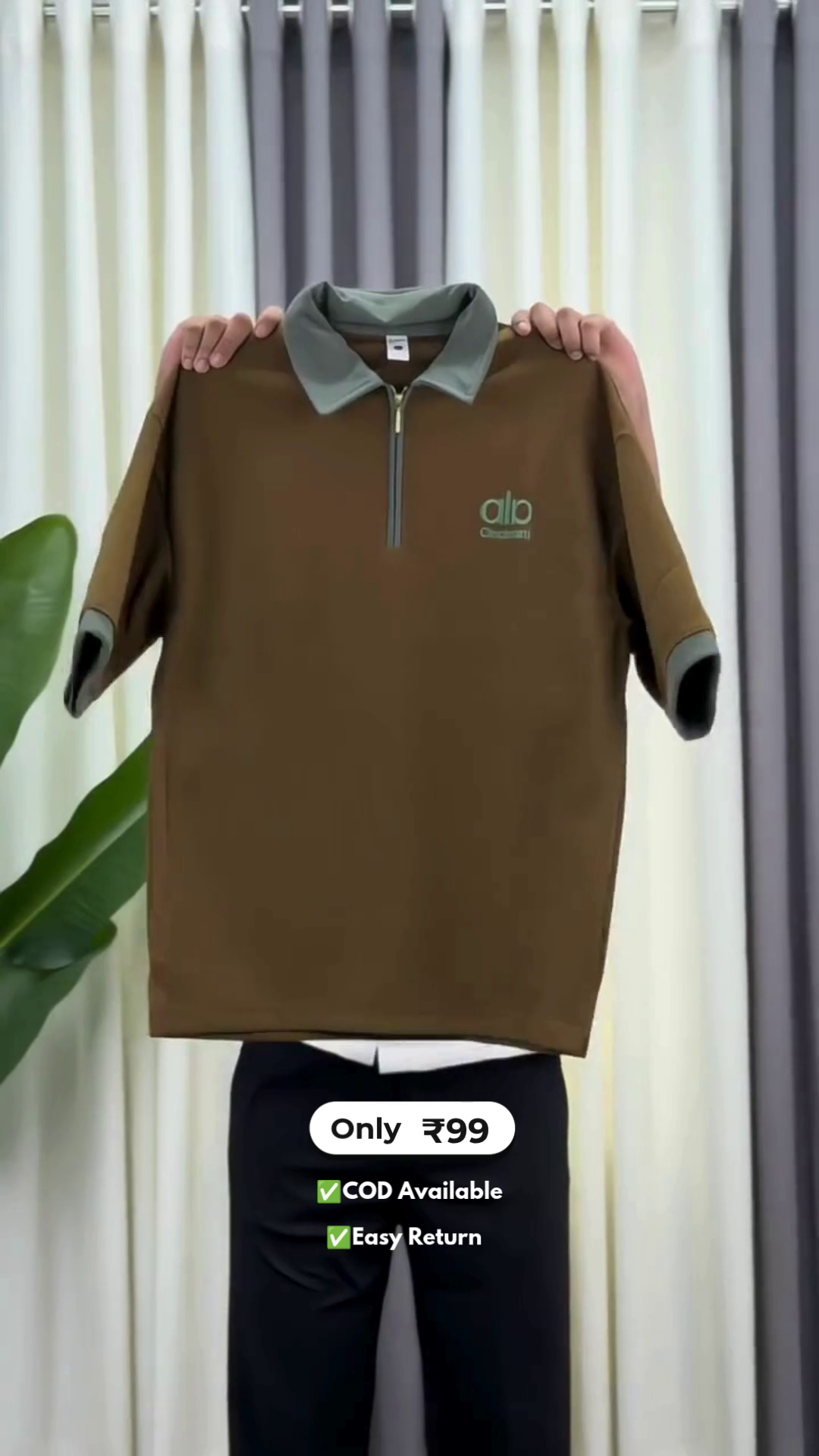 Men's Half Zip Half Sleeve T-Shirt - Image 3